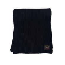 Load image into Gallery viewer, Paul and Shark Black Ribbed Logo Patch Scarf - One Size Fits All
