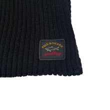 Load image into Gallery viewer, Paul and Shark Black Ribbed Logo Patch Scarf - One Size Fits All