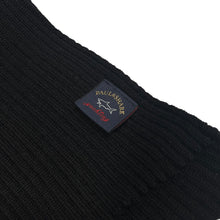 Load image into Gallery viewer, Paul and Shark Black Ribbed Logo Patch Scarf - One Size Fits All