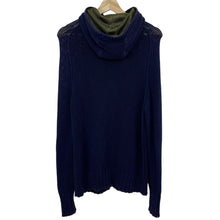 Load image into Gallery viewer, Ma.Strum Navy Button Up Hooded Cardigan - Medium (M) PTP 18"