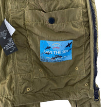 Load image into Gallery viewer, Paul and Shark Khaki Econyl Nylon Metal Hooded Jacket - Medium (M) PTP 22"