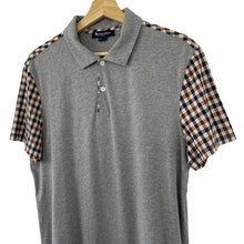 Load image into Gallery viewer, Aquascutum Grey / House Check Short Sleeved Polo - Large (L) PTP 21"