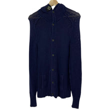 Load image into Gallery viewer, Ma.Strum Navy Button Up Hooded Cardigan - Medium (M) PTP 18"