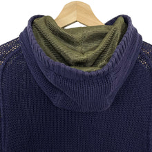 Load image into Gallery viewer, Ma.Strum Navy Button Up Hooded Cardigan - Medium (M) PTP 18"