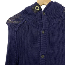 Load image into Gallery viewer, Ma.Strum Navy Button Up Hooded Cardigan - Medium (M) PTP 18"