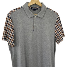 Load image into Gallery viewer, Aquascutum Grey / House Check Short Sleeved Polo - Large (L) PTP 21"