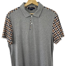 Load image into Gallery viewer, Aquascutum Grey / House Check Short Sleeved Polo - Large (L) PTP 21"