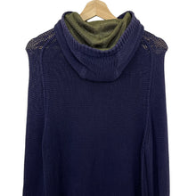 Load image into Gallery viewer, Ma.Strum Navy Button Up Hooded Cardigan - Medium (M) PTP 18"