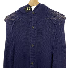 Load image into Gallery viewer, Ma.Strum Navy Button Up Hooded Cardigan - Medium (M) PTP 18"