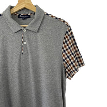 Load image into Gallery viewer, Aquascutum Grey / House Check Short Sleeved Polo - Large (L) PTP 21"