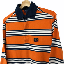 Load image into Gallery viewer, Paul and Shark Orange Striped Rugby Shirt - Medium (M) PTP 20.5"