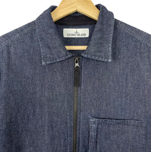 Load image into Gallery viewer, Stone Island Navy Blue Denim Full Zip Pocket Overshirt - Large (L) PTP 21"