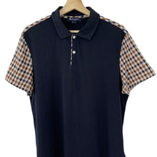 Load image into Gallery viewer, Aquascutum Navy / House Check Short Sleeved Polo - Large (L) PTP 21.5"