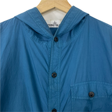 Load image into Gallery viewer, Stone Island Blue Button Up Hooded Overshirt - Medium (M) PTP 21.75"