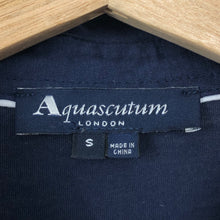 Load image into Gallery viewer, Aquascutum Navy / Check Short Sleeved Polo - Small (S) PTP 20.75"