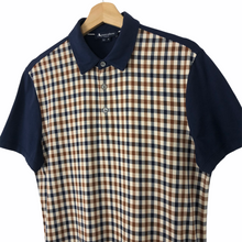 Load image into Gallery viewer, Aquascutum Navy / Check Short Sleeved Polo - Small (S) PTP 19.5"