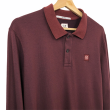 Load image into Gallery viewer, C.P Company Burgundy Long Sleeved Polo - Small (S) PTP 20"