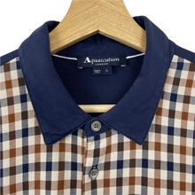 Load image into Gallery viewer, Aquascutum Navy / Check Short Sleeved Polo - Large (L) PTP 22"