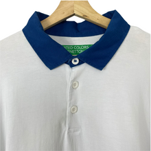 Load image into Gallery viewer, Benetton White / Blue Long Sleeved Rugby Shirt - Double Extra Large (XXL) PTP 25"
