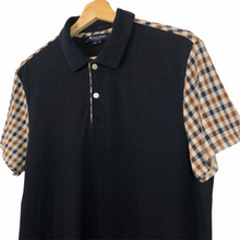 Load image into Gallery viewer, Aquascutum Navy / Check Short Sleeved Polo - Medium (M) PTP 20.25"