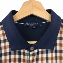 Load image into Gallery viewer, Aquascutum Navy / Check Short Sleeved Polo - Small (S) PTP 20.75"