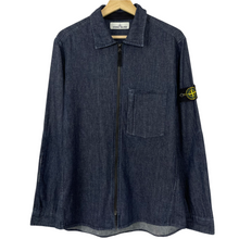 Load image into Gallery viewer, Stone Island Navy Blue Denim Full Zip Pocket Overshirt - Large (L) PTP 21"