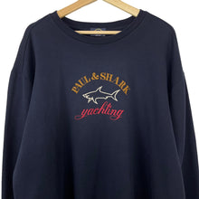 Load image into Gallery viewer, Paul and Shark Navy Embroidered Logo Crew Neck Sweater - Triple Extra Large (XXXL) PTP 28"