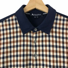 Load image into Gallery viewer, Aquascutum Navy / Check Short Sleeved Polo - Small (S) PTP 19.5"
