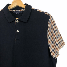 Load image into Gallery viewer, Aquascutum Navy / Check Short Sleeved Polo - Medium (M) PTP 20.25"