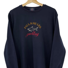 Load image into Gallery viewer, Paul and Shark Navy Embroidered Logo Crew Neck Sweater - Extra Large (XL) PTP 23.25"