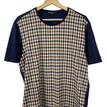 Load image into Gallery viewer, Aquascutum Navy / House Check Short Sleeved T-Shirt - Medium (M) PTP 21"