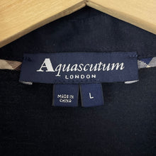 Load image into Gallery viewer, Aquascutum Navy / Block Check Short Sleeved Polo - Large (L) PTP 21.5"