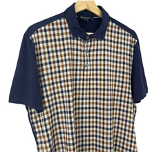 Load image into Gallery viewer, Aquascutum Navy / Check Short Sleeved Polo - Medium (M) PTP 21.5"