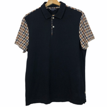 Load image into Gallery viewer, Aquascutum Navy / Check Short Sleeved Polo - Medium (M) PTP 20.25"