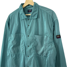 Load image into Gallery viewer, Paul and Shark Water Green Econyl Nylon Metal Overshirt - Large (L) PTP 23.25"