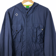 Load image into Gallery viewer, Ma.Strum Blue Multi Pocket Hooded Sniper Jacket - Medium (M) PTP 22"