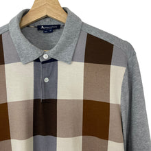 Load image into Gallery viewer, Aquascutum Grey / Block Check Long Sleeved Polo - Medium (M) PTP 22"
