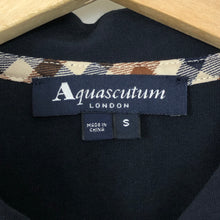 Load image into Gallery viewer, Aquascutum Navy / Check Short Sleeved Polo - Small (S) PTP 19.5"