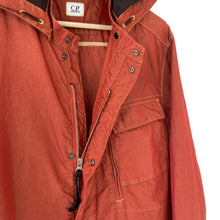 Load image into Gallery viewer, C.P Company Burnt Orange 50 Fili Goggle Hooded Overshirt - Large (L) PTP 22.75"