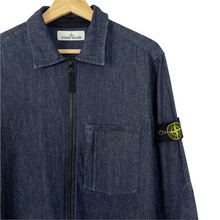 Load image into Gallery viewer, Stone Island Navy Blue Denim Full Zip Pocket Overshirt - Large (L) PTP 21"