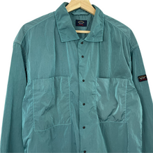 Load image into Gallery viewer, Paul and Shark Water Green Econyl Nylon Metal Overshirt - Large (L) PTP 23.25"