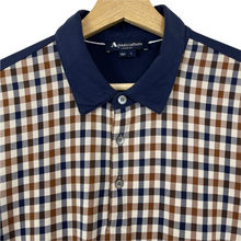 Load image into Gallery viewer, Aquascutum Navy / Check Short Sleeved Polo - Large (L) PTP 22"