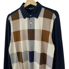 Load image into Gallery viewer, Aquascutum Navy / Block Check Long Sleeved Polo - Small (S) PTP 21.5"