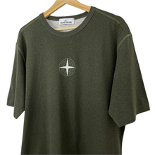 Load image into Gallery viewer, Stone Island Olive Short Sleeved Logo T-Shirt - Large (L) PTP 22.5"