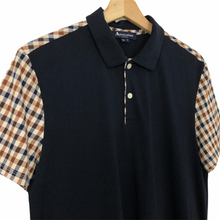 Load image into Gallery viewer, Aquascutum Navy / Check Short Sleeved Polo - Small (S) PTP 19.5"