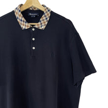 Load image into Gallery viewer, Aquascutum Navy / House Check Short Sleeved Polo - Triple Extra Large (XXXL) PTP 26"
