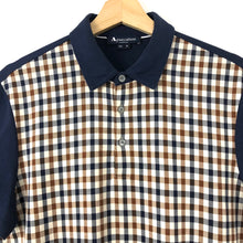 Load image into Gallery viewer, Aquascutum Navy / Check Short Sleeved Polo - Small (S) PTP 19.5"