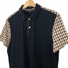 Load image into Gallery viewer, Aquascutum Navy / Check Short Sleeved Polo - Small (S) PTP 19.5"