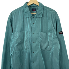 Load image into Gallery viewer, Paul and Shark Water Green Econyl Nylon Metal Overshirt - Large (L) PTP 23.25"