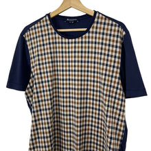 Load image into Gallery viewer, Aquascutum Navy / House Check Short Sleeved T-Shirt - Medium (M) PTP 21"